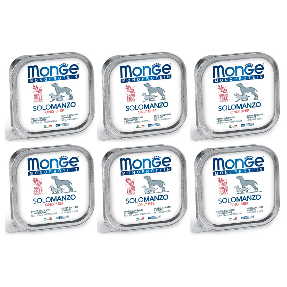 MONGE MONOPROTEIN SOLO Vita, Bax Hrana Umeda Monoproteica, Fara Cereale, Caine, (pateu) 6x150g