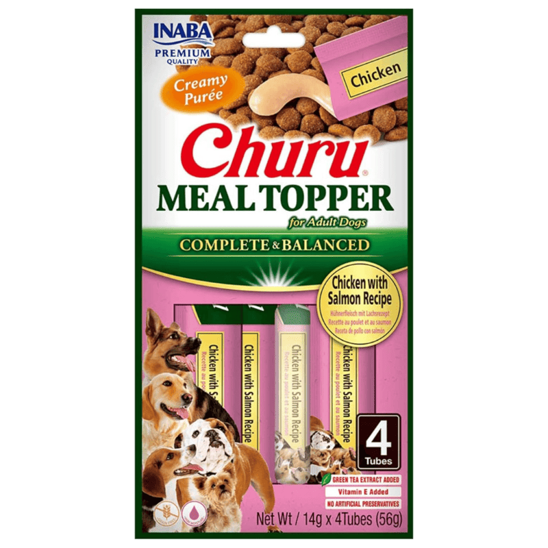 CHURU Meal Topper Chicken with Salmon Recipe 4x14 g | Recompensa Cremoasa fara Cereale pentru Caini | Reteta cu Pui si Somon