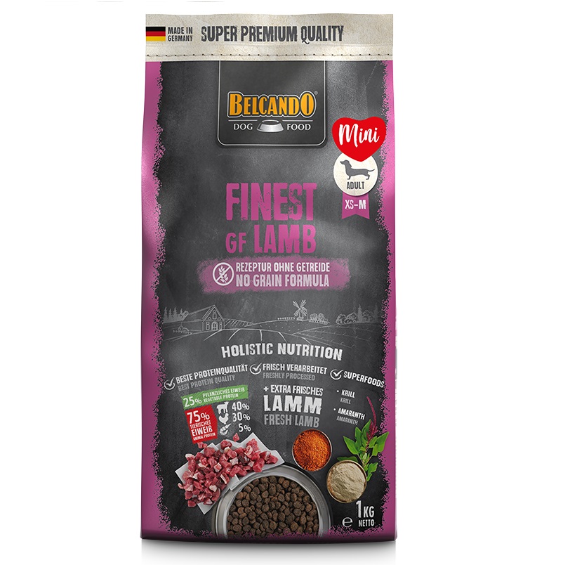 BELCANDO Finest Grain Free, cu Miel, Hrana Uscata Fara Cereale Pentru Caini de Talie Mica si Medie, 1kg