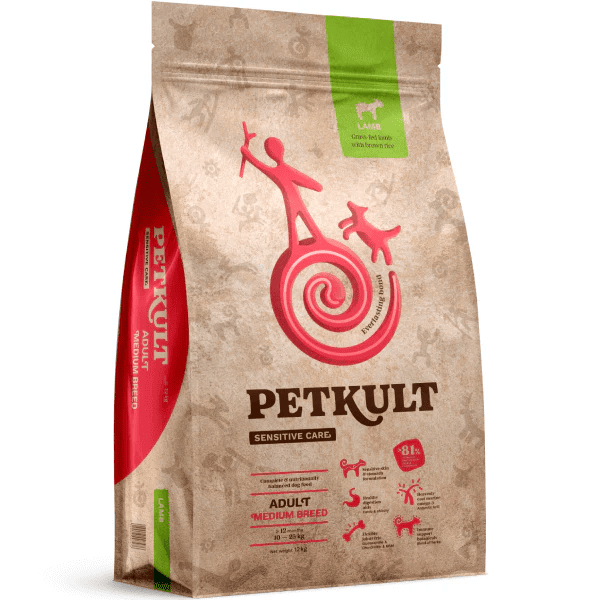 PETKULT Sensitive Care Adult Medium Miel & Orez 12kg | Hrană Uscată pentru Câini Talie Medie, Digestie Sensibilă