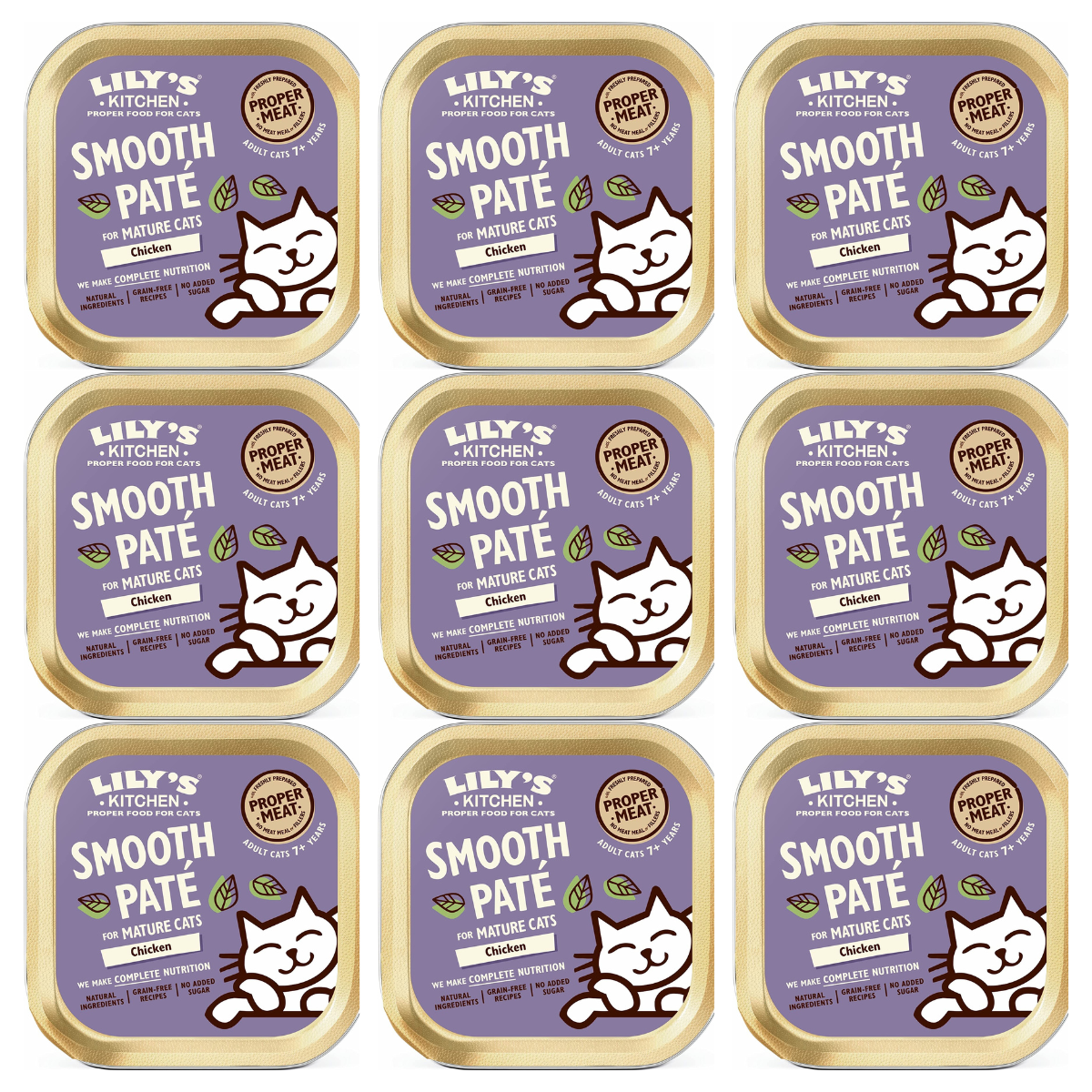 LILY'S KITCHEN Smooth Pate, cu Pui, Set Conserve Hrana Umeda Fara Cereale Pentru Pisici Senioare 9x85g