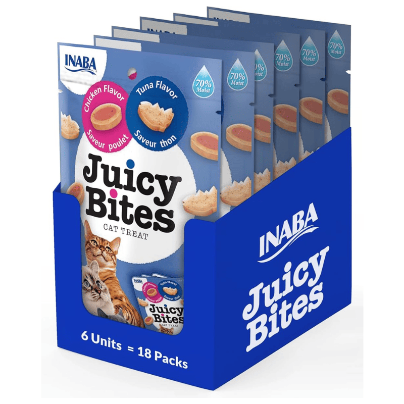 INABA Juicy Bites Chicken & Tuna Multipack 6x(3x11.3 g) | Recompense Moi si Suculente pentru Pisici | Pui si Ton | Fără Cereale, Naturale, Bogate în Proteine