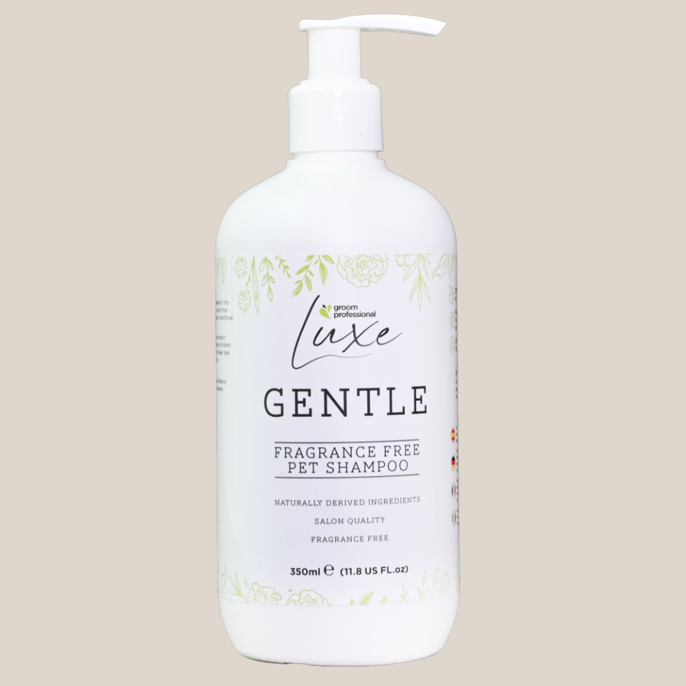 GROOM PROFESSIONAL Luxe Gentle Fragrance Free, 350 ml - Sampon Delicat Fara Parfum Concentrat 30:1 pentru Caini cu Piele Sensibila sau Probleme Dermatologice