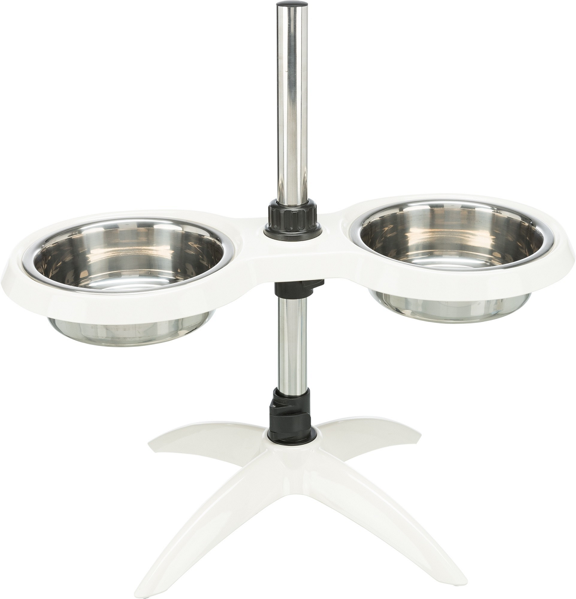 Stativ cu 2 Castroane Inox Pentru Caini, Dispuse la Inaltime Reglabila, 2x1.6L