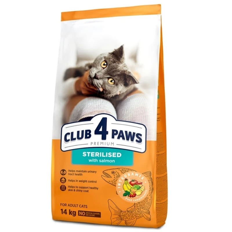 CLUB 4 PAWS Cat Sterilised cu Somon 14 kg | Hrana Uscata Premium pentru Pisici Adulte Sterilizate