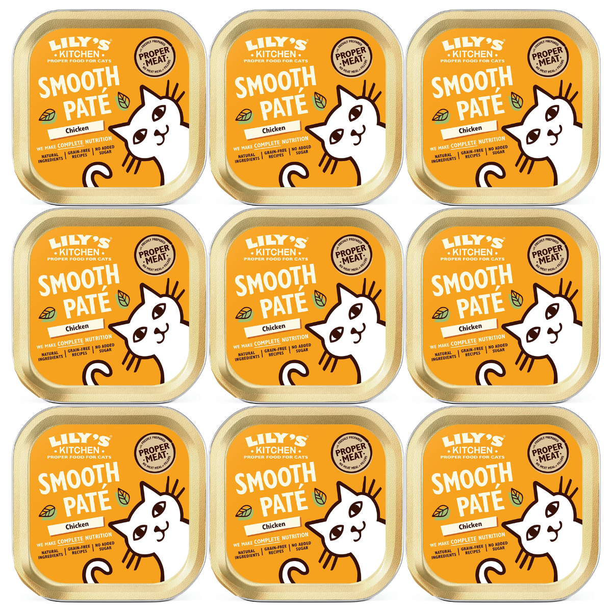 LILY'S KITCHEN Smooth Pate, cu Pui, Set Conserve Hrana Umeda Fara Cereale Pentru Pisici Adulte 9x85g