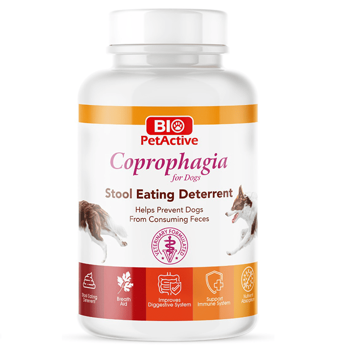 BIO PetActive Coprophagia 60 Tablete | Supliment Nutritional pentru Caini impotriva Coprofagiei | Suport Digestiv si Reducerea Mirosului Fecalelor