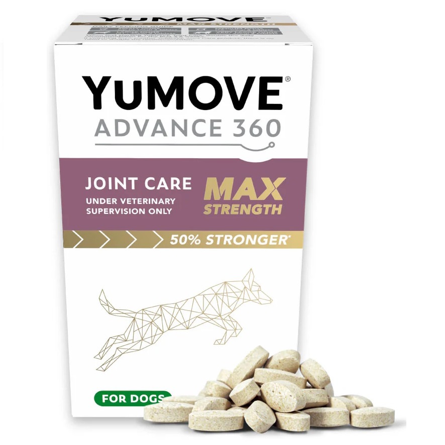 YuMOVE ADVANCE 360 Max Strength, 120 cpr.– Supliment Articular pentru Câini, cu Glucozamină,  Midii cu Cochilie Verde, Acid Hialuronic și Omega-3