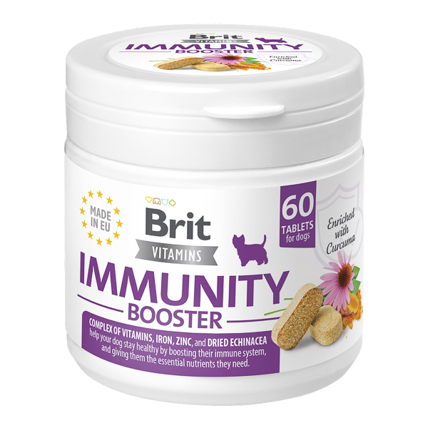 BRIT Vitamins Immunity Booster, Supliment pentru Stimularea Imunitatii, cu Plante Medicinale și Multivitamine, pentru Câini, 60 Tablete