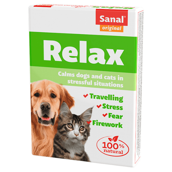 SANAL Relax 15 Tablete Anti-Stres pentru Caini, Pisici si Rozatoare | Artificii, Furtuni si Calatorii