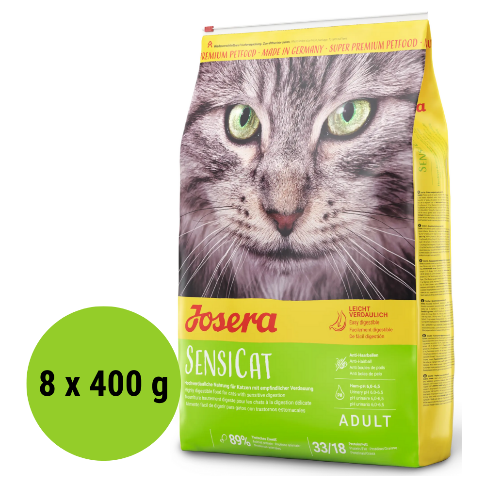 JOSERA SensiCat cu Pasare, Set 8x400 g – Hrană Uscată Premium pentru Pisici Sensibile, Digestibilitate Ridicată și Piele Sănătoasă