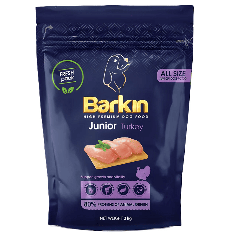 BARKIN Junior All Size cu Curcan 2 kg | Hrana Uscata Premium pentru Catei si Caini Juniori | Crestere Armonioasa si Suport Articular