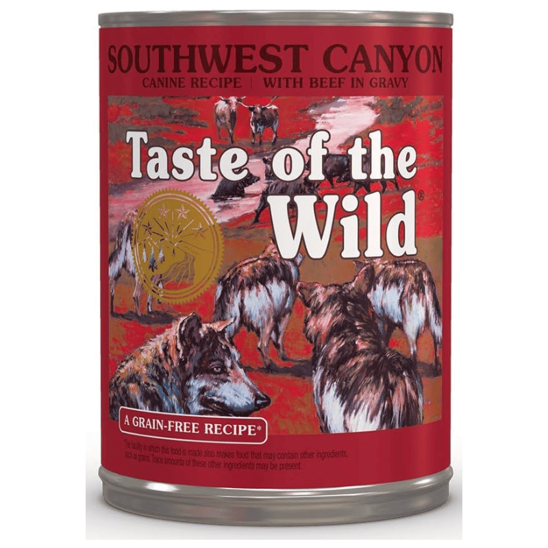 TASTE of the WILD Southwest Canyon Canine Recipe with Beef & Wild Boar in Gravy 390 g | Hrana Umeda Fara Cereale pentru Caini Adulti | cu Vita, Mistret si Legume Selectionate