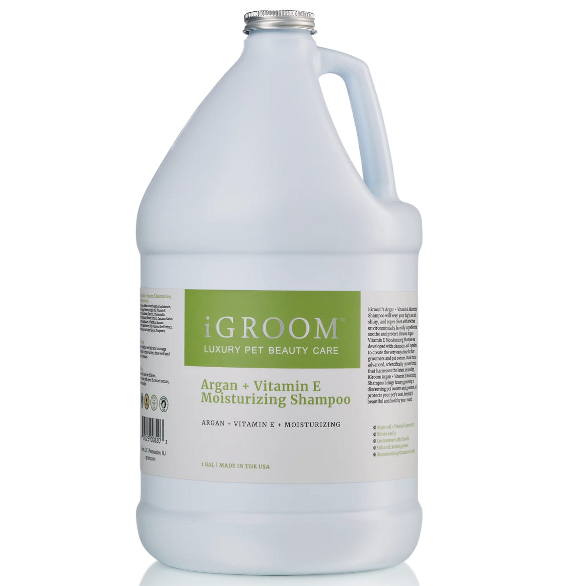 iGROOM Argan + Vitamina E, Sampon Profesional Concentrat 1:16, Hidratant Pentru Caini cu Piele Sensibila sau Blana cu Par Uscat, Deteriorat, 3.8L