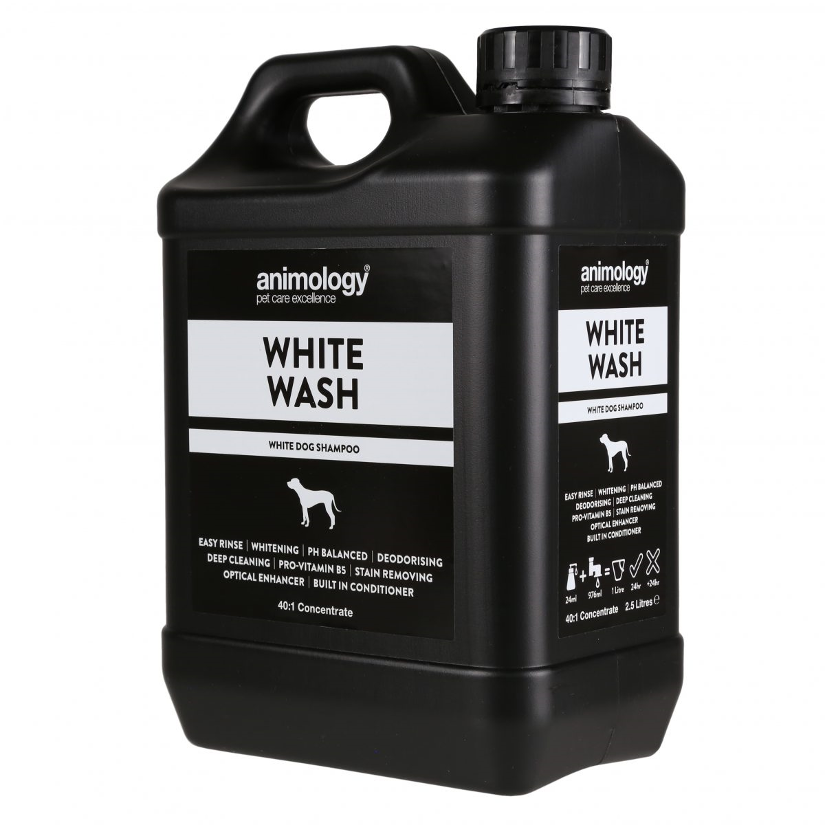 ANIMOLOGY White Wash Sampon Vegan, Concentrat 1:40, Intensificator de Culoare Pentru Caini cu Blana Alba 2.5L