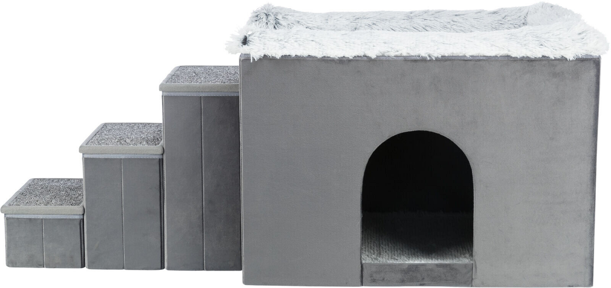 HARVEY Casuta Pentru Caini sau Pisici, Pliabila, cu Trepte si Culcus Aditional, 119x47x50cm