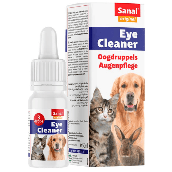 SANAL Eye Cleaner 50 ml | Solutie pentru Curatarea Ochilor la Caini, Pisici si Rozatoare | Indeparteaza Impuritatile si Petele din Jurul Ochilor