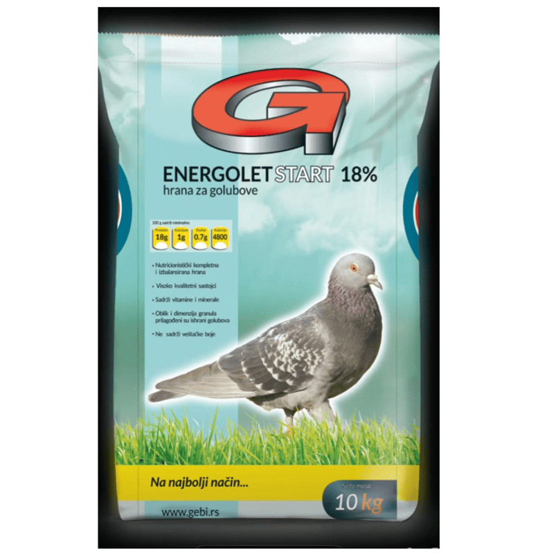 GEBI Energolet Start 18% Proteina 10 kg | Furaj Starter pentru Pui de Porumbel cu Vitamine si Minerale