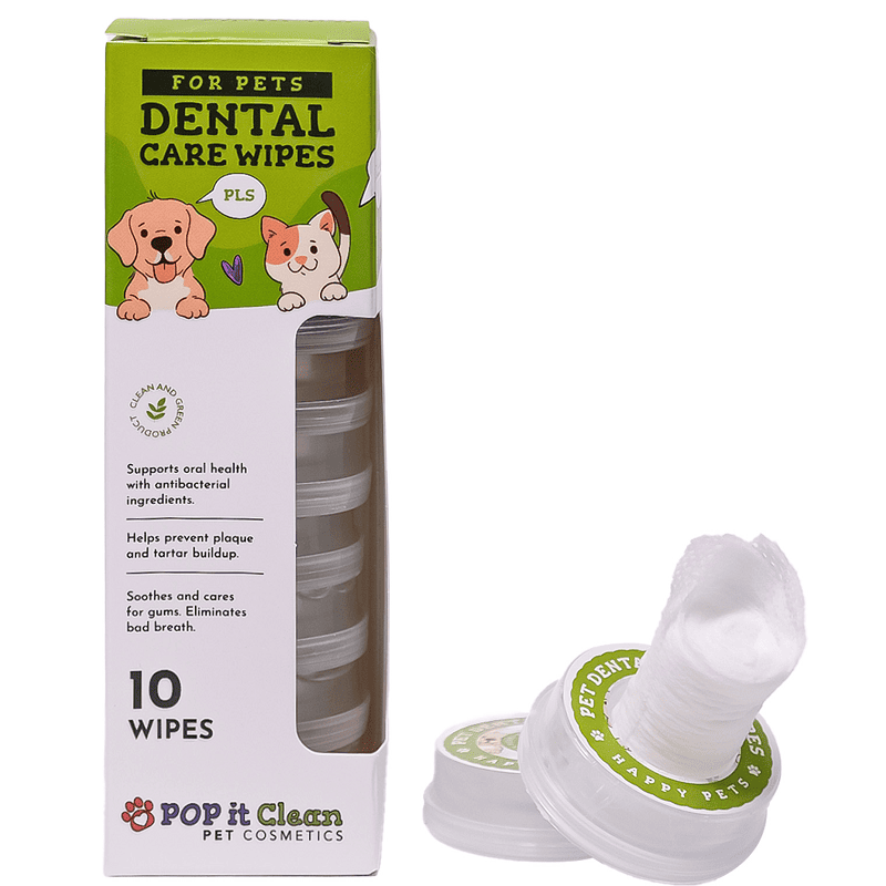 POP It Clean Servetele Umede Hipoalergenice pentru Ingrijirea Dintilor la Caini si Pisici 10 buc | Curatare Delicata, Respiratie Proaspata si Igiena Orala