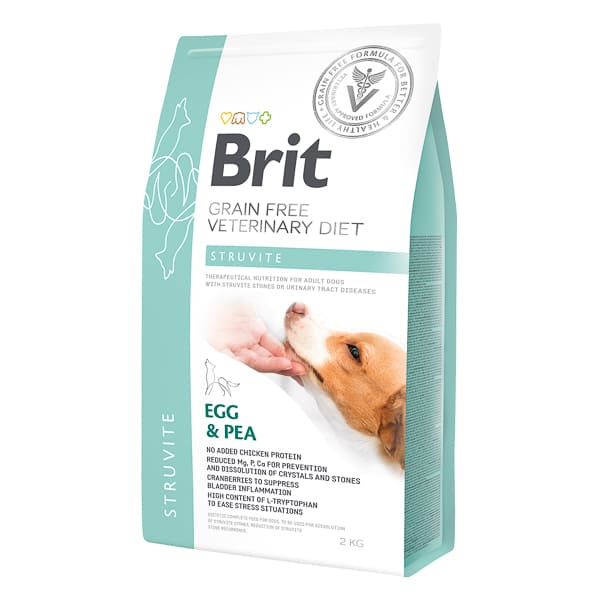 BRIT VET DIETS Dog Grain Free Struvite cu Oua si Mazare 2 kg | Hrana Uscata Dietetica pentru Caini cu Calculi Urinari (struviti)