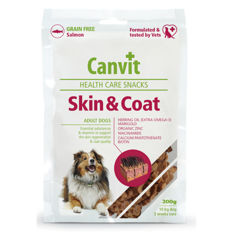 CANVIT Health Care Snack Skin & Coat for Dogs 200 g – Recompensa Functionala pentru Caini, Piele Sanatoasa si Blana Stralucitoare