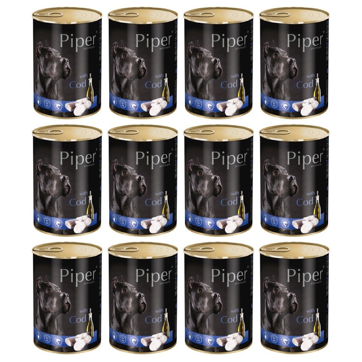 PIPER Animals, cu Cod, Set Conserve Hrana Umeda Pentru Caini, 12x400g