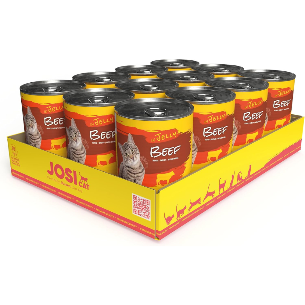 JOSICAT Beef in Jelly, Set 12 x 415 g – Hrană Umedă Premium pentru Pisici Adulte, cu Vită Fragedă în Aspic