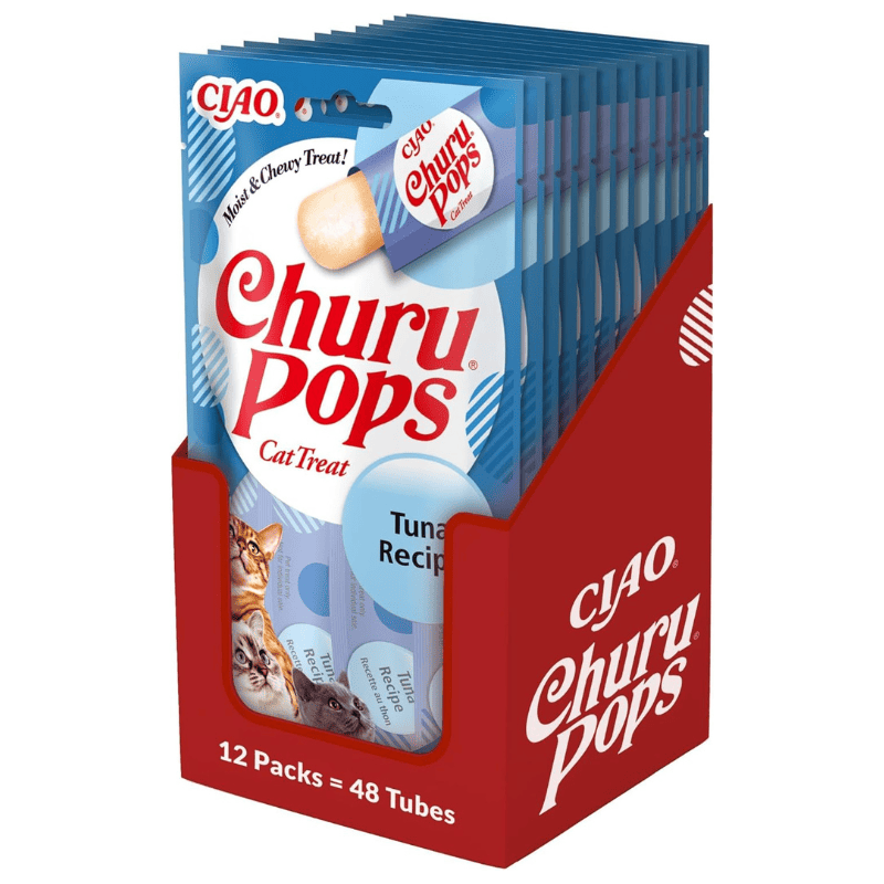 INABA Churu Pops Tuna Box 12x(4x15 g) | Recompense Moi fara Cereale pentru Pisici | cu Ton | Sanatoase si Intens Hidratante
