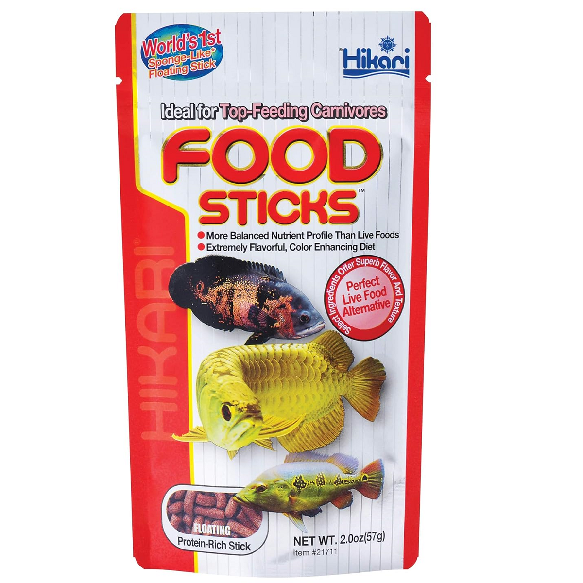 HIKARI Food Sticks, 57 g – Hrana Premium pentru Pesti Carnivori Mari, precum Arowana si Astronotus, Care se Hranesc la Suprafata