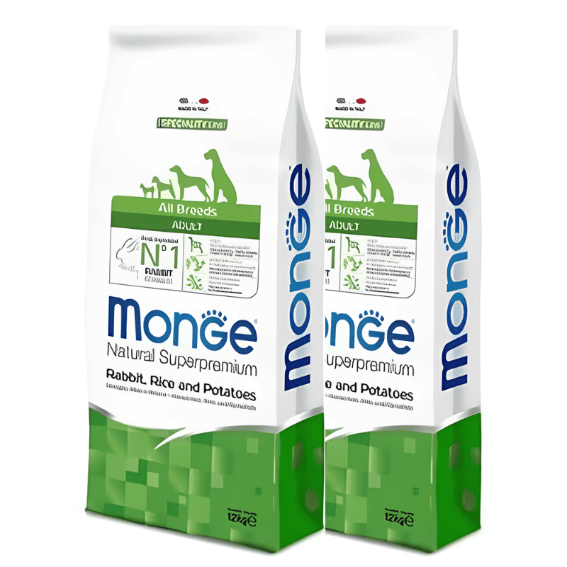 Pachet Economic 2 saci MONGE NATURAL Adult All Breeds, Iepure, Hrana Uscata Monoproteica Caine, 12kg