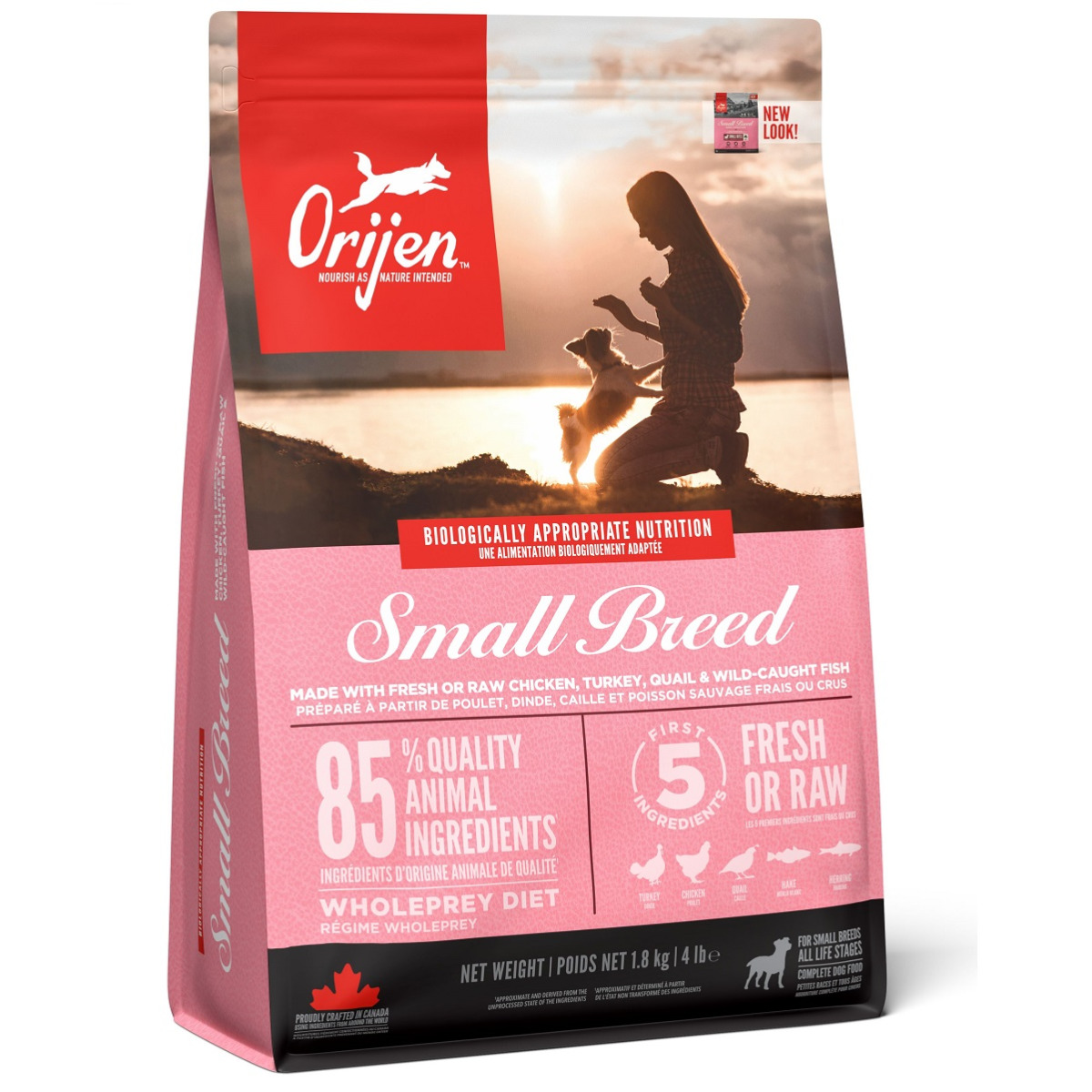 ORIJEN Small Breed, Hrana Uscata Fara Cereale Pentru Caini Adulti Talie Mica, 1.8kg