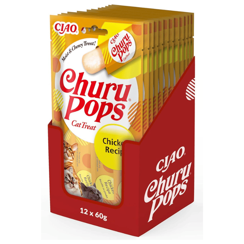 INABA Churu Pops Chicken Box 12x(4x15 g) | Recompense Moi fara Cereale pentru Pisici | cu Pui | Sanatoase si Intens Hidratante