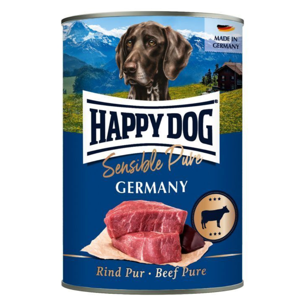 HAPPY DOG Sensible Pure Germany – Conserva Hrană Umedă Monoproteică fără Cereale pentru Câini Adulți, cu 100% Vită, 800 g