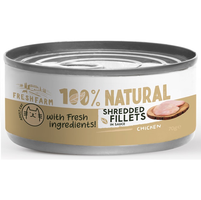 Fresh Farm Mousse Pate, cu peste Alb, Pui si Somon, 85 g - Hrana Umeda Fara Cereale pentru Pisici, Textura Fina de Pate