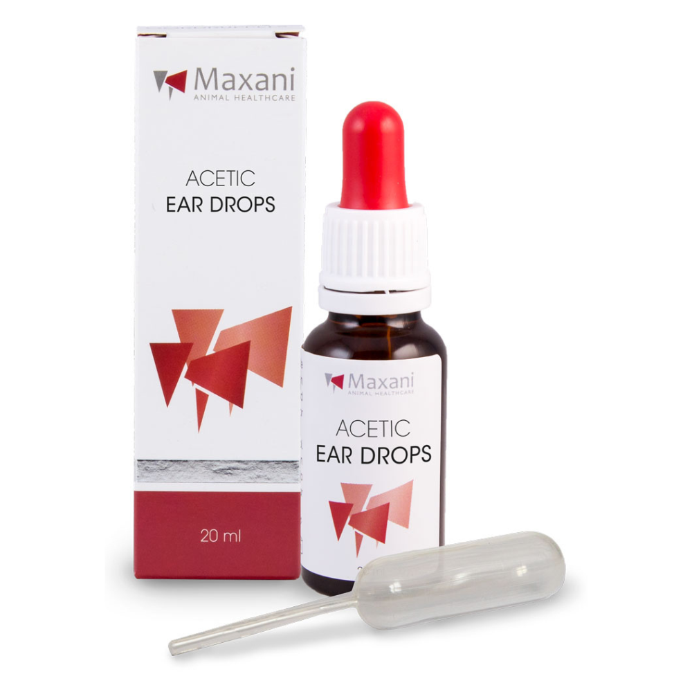 MAXANI Acetic Ear Drops, 20 ml– Picaturi Auriculare cu Acid Acetic pentru Caini si Pisici, Preventie si Ingrijire in Otita Externa