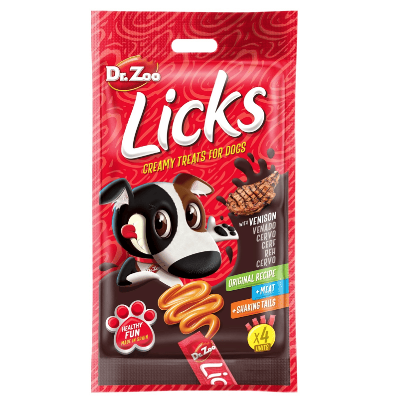 DR. ZOO Licks Vanat 4 x 15 g | Recompensa Cremoasa pentru Caini