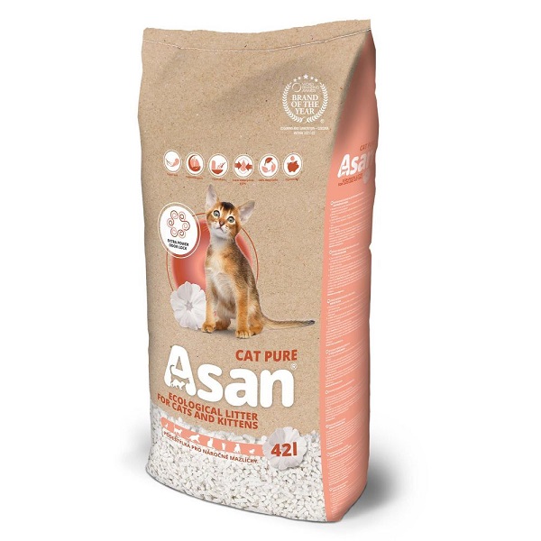 ASAN Cat Pure Asternut Ecologic pentru Litiera Pisicii 42 L | Absorbtie Ridicata si Control Mirosuri | Biodegradabil  si 100% Reciclabil 