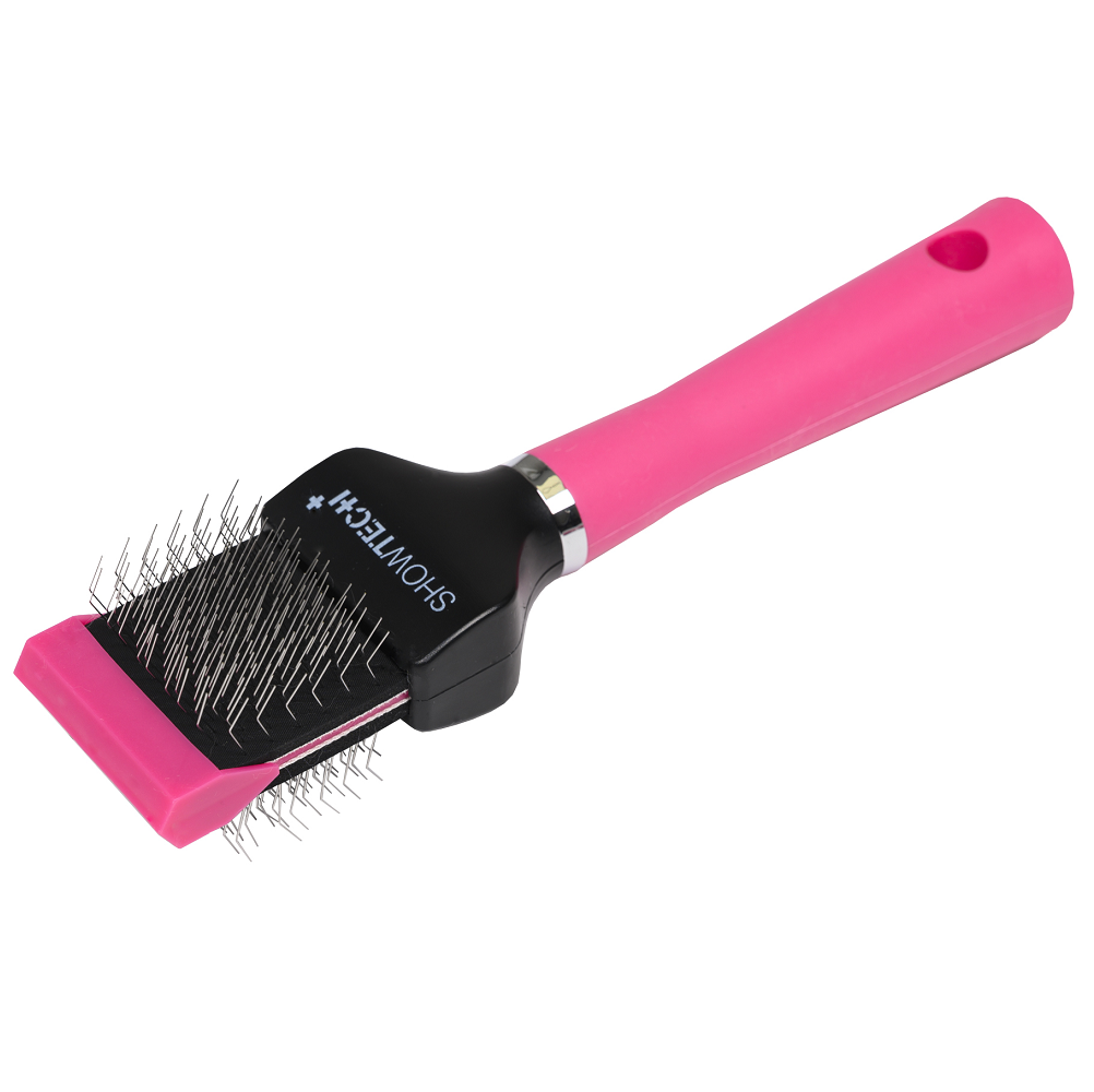 SHOWTECH+ Flex Groom Single Soft | Perie Slicker Profesionala cu Doua Fete Active pentru Blana Fina, Moale sau Sensibila la Caini si Pisici