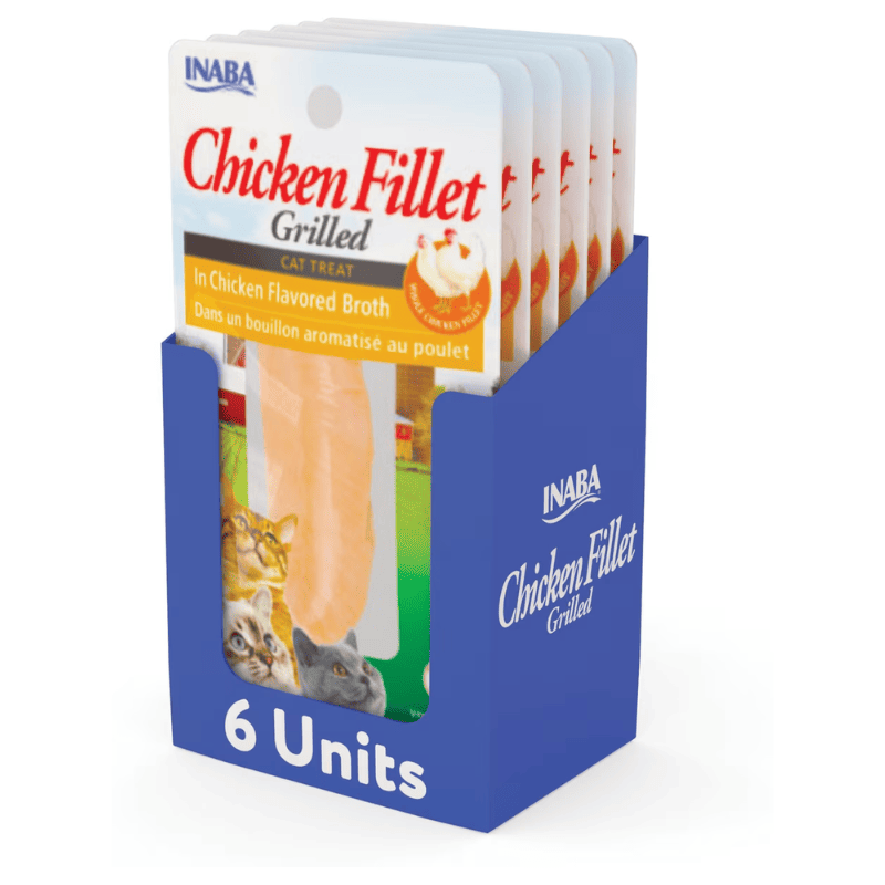 INABA Ciao Grilled Chicken Fillet in Broth Multipack 6x25 g | Hrana Complementara Premium pentru Pisici | File de Pui la Gratar in Supa de Pui