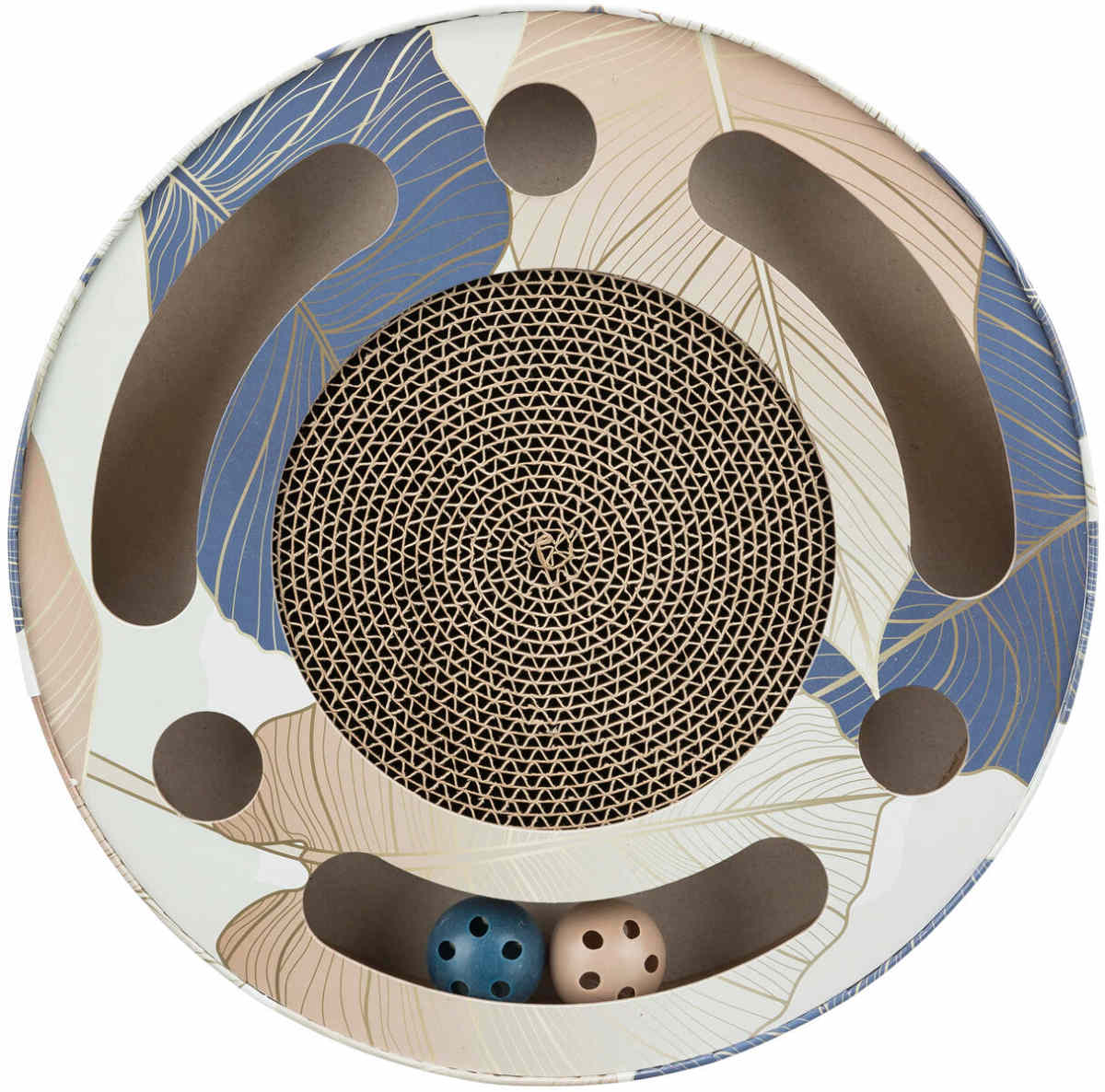 Carton de Zgariat Rotund, cu Catnip si Circuit cu 2 Mingi, Pentru Pisici, 33x5.5cm