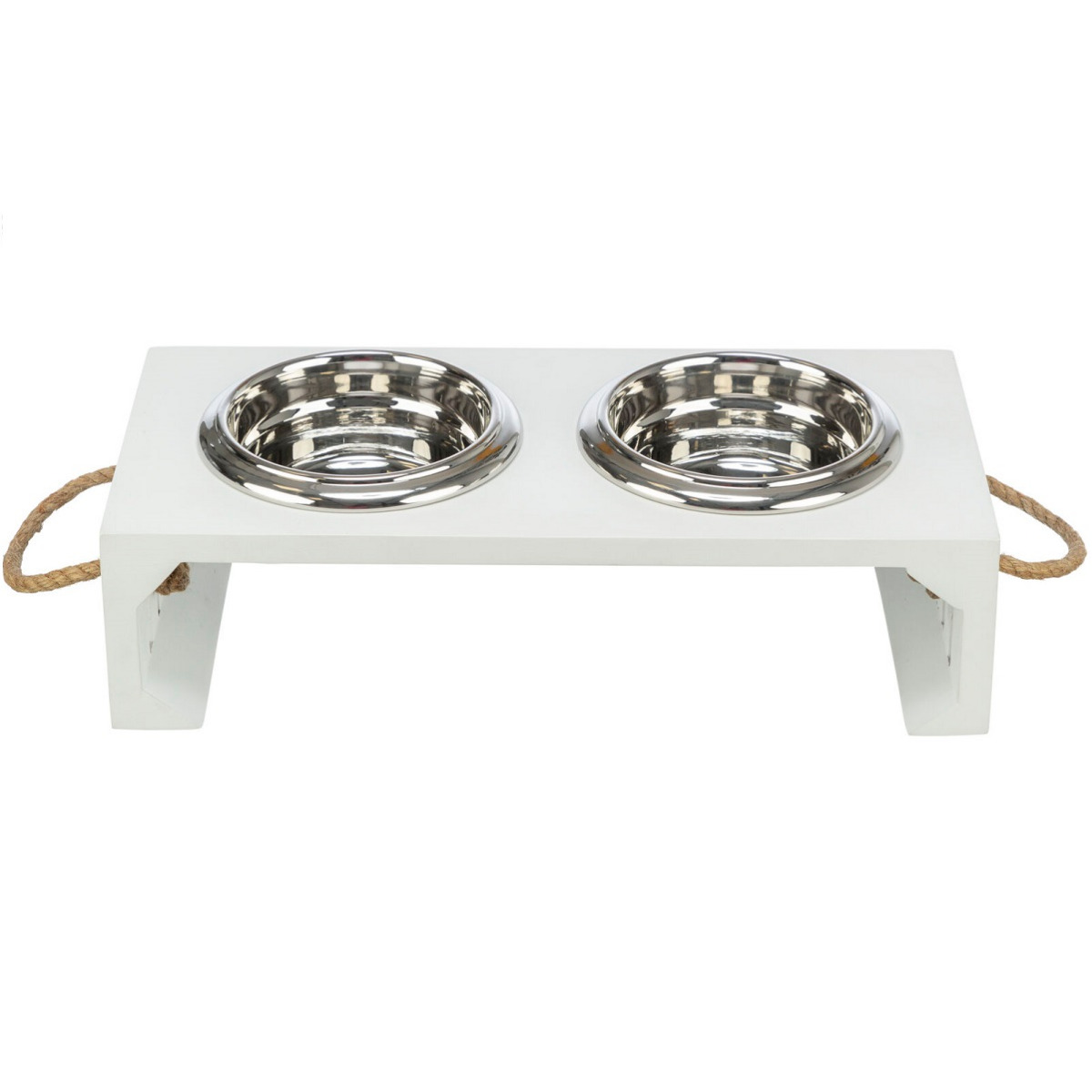 BE NORDIC Set 2 Castroane Inox in Suport din Lemn MDF, Pentru Caini 2x400ml | 14cm