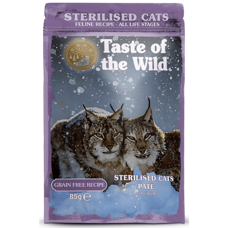 TASTE of the WILD Cat Pouch Sterilised 85 g | Hrana Umeda Fara Cereale pentru Pisici Sterilizate | Pate cu Pui si Ficat pentru Toate Etapele Vietii