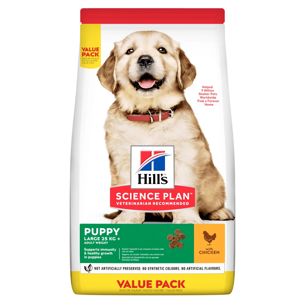 HILL'S Science Plan Large Breed Puppy cu Pui, Value Pack 16 kg – Hrana Uscata pentru Catei de Talie Mare, cu Calciu si DHA pentru Oase, Creier si Ochi