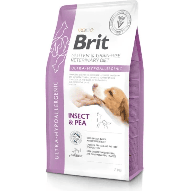 BRIT VET DIETS Dog Grain Free Ultra-Hypoallergenic cu Proteină din Insecte 2 kg | Hrană Uscată Dietetică pentru Câini cu Alergii si Intolerante Alimentare