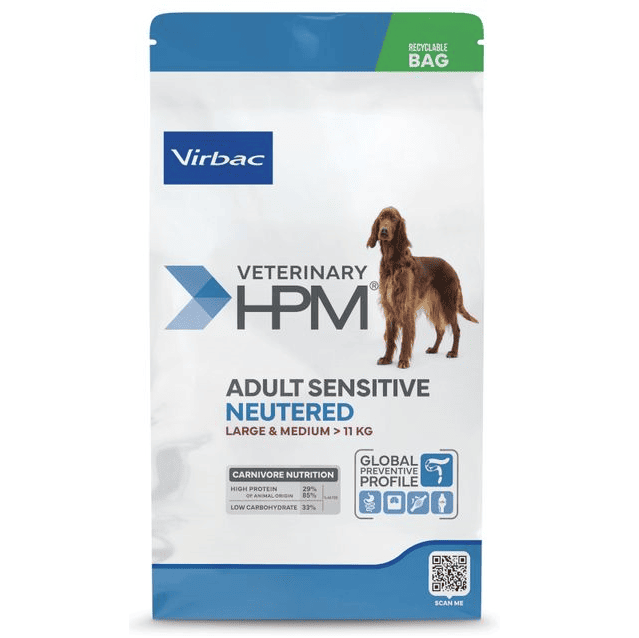 VIRBAC Veterinary HPM Adult Sensitive Digest Neutered Dog Large & Medium 3 kg | Hrana Uscata pentru Caini Adulti Sterilizati de Talie Medie si Mare cu Sensibilitati Digestive