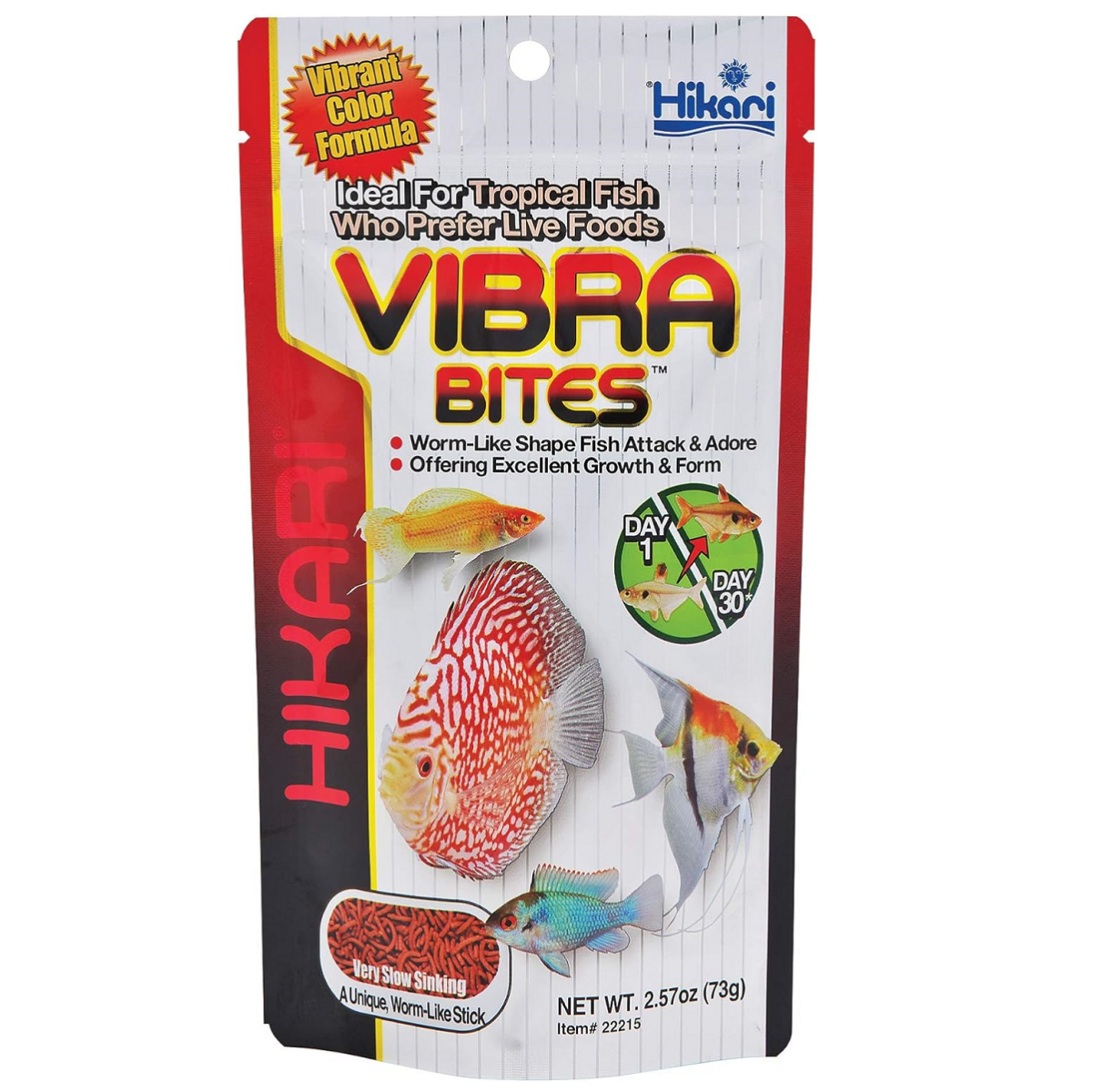 HIKARI Vibra Bites, 73 g – Hrana Sticks Premium pentru Pesti de Acvariu care Prefara Hrana Vie, Ideala pentru Discus si Alte Specii Comunitare