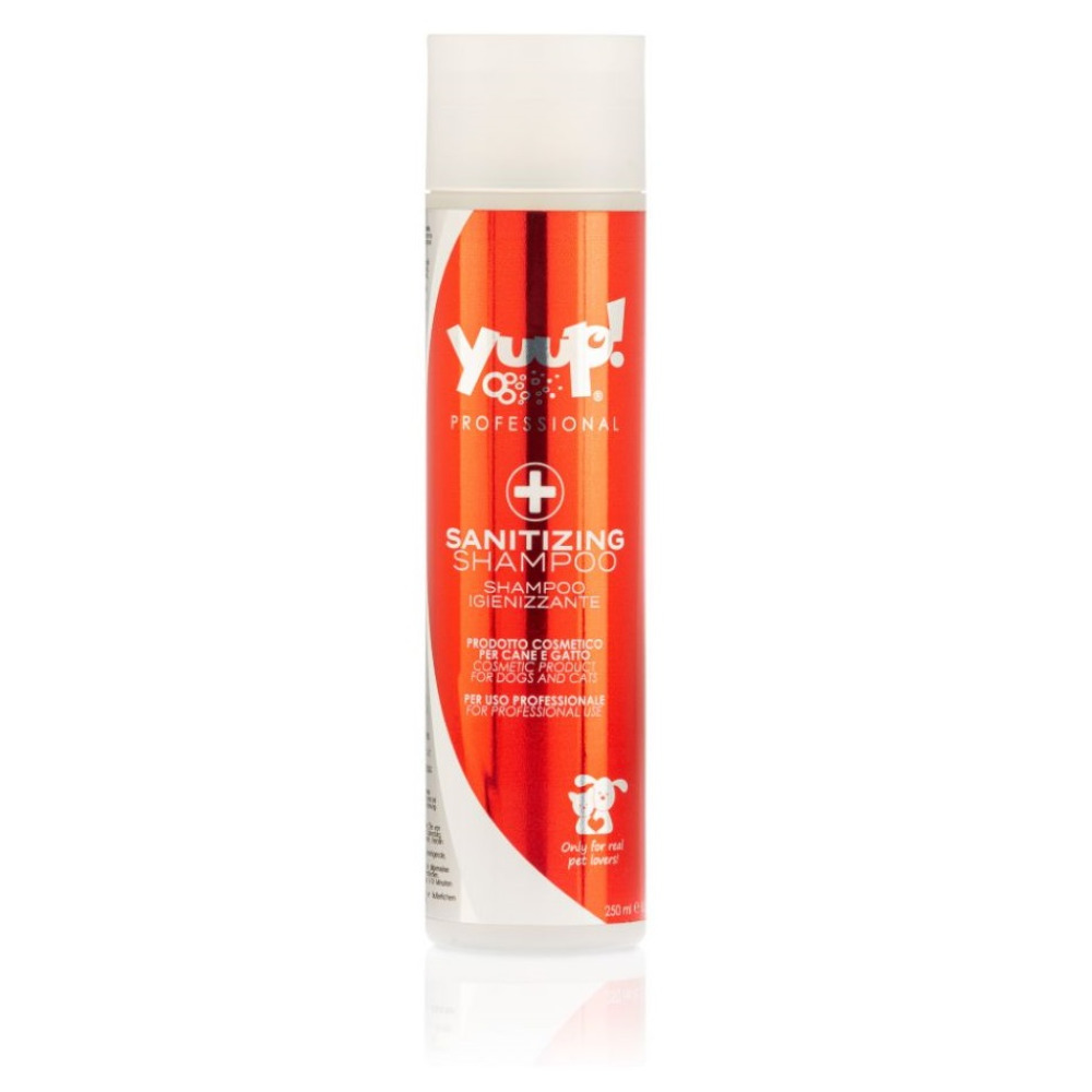 YUUP! Professional Sanitizing, Sampon Profesional Antiseptic, Concentrat 1:10, cu Clorhexidina, Pentru Caini si Pisici, 250ml