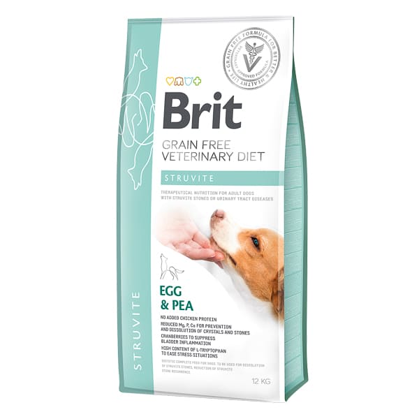 BRIT VET DIETS Dog Grain Free Struvite cu Oua si Mazare 12kg | Hrana Uscata Dietetica pentru Caini cu Calculi Urinari (struviti)