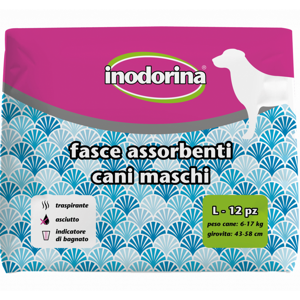 INODORINA Scutece Pentru Caini Mascului, Marime L, Circumferinta Abdomen 43-58cm