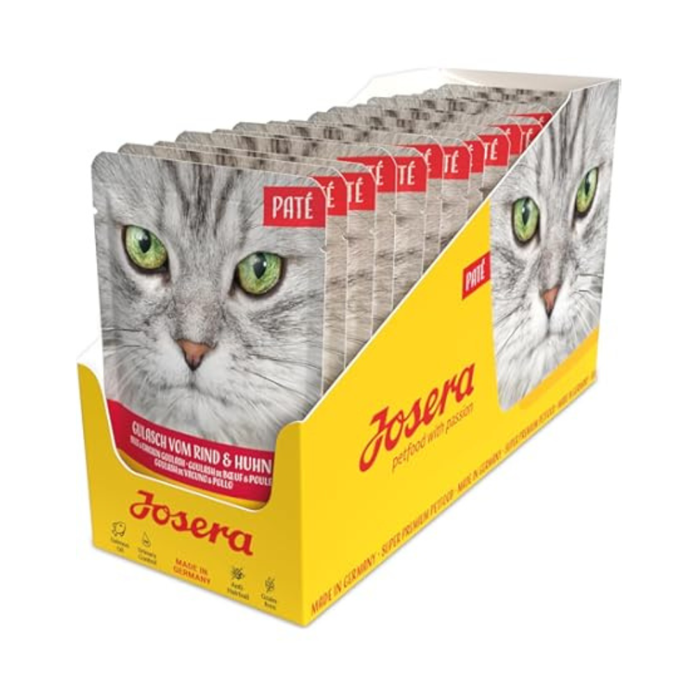 JOSERA Paté cu Pui si Spanac, Set 16x85 g – Hrană Umedă Completă pentru Pisici Adulte, Digestie Sănătoasă și Blană Strălucitoare.